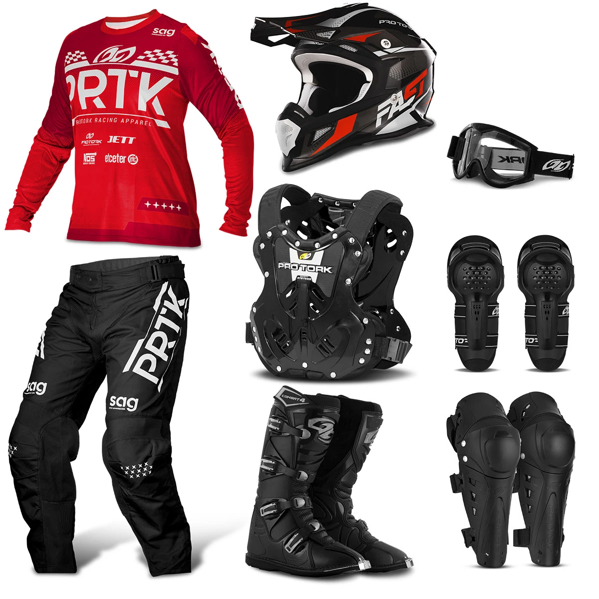 Kit Infantil Roupa Motocross + Capacete Oculos Trilha Tork